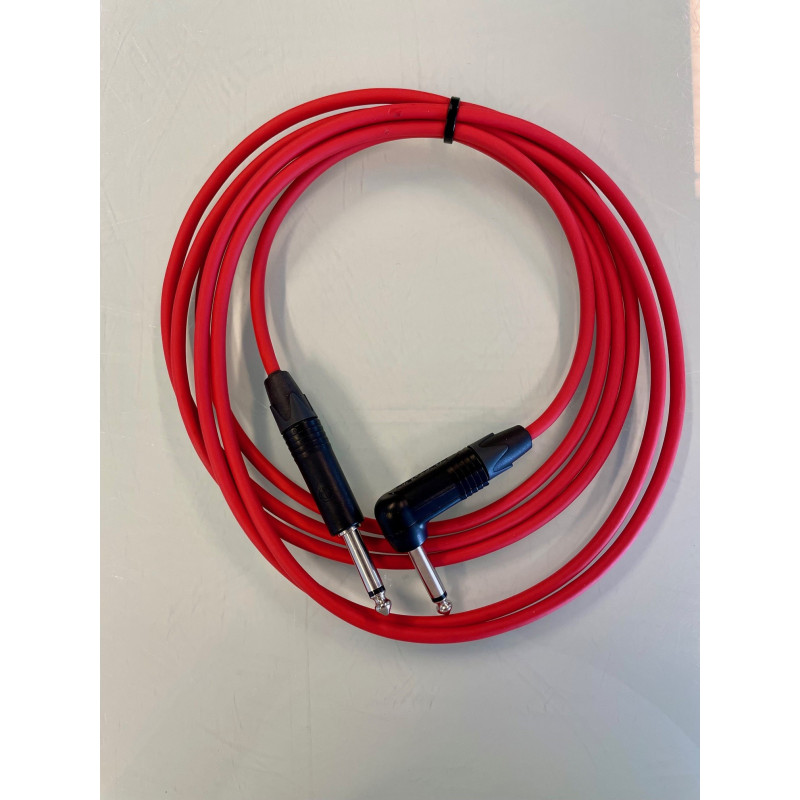 JG instrumentkabel 3 m. Neutrik, vinkel, rød