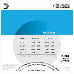 D'Addario EJ88T Nyltech Tenor Ukulele strenge