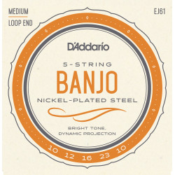 D'Addario EJ61 5-strenget banjo sæt med loop end