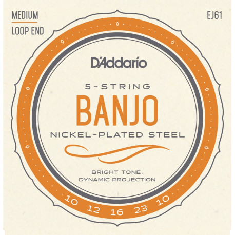 D'Addario EJ61 5-strenget banjo sæt med loop end