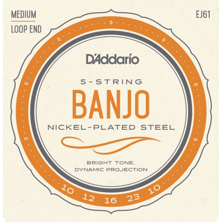 D'Addario EJ61 5-strenget banjo sæt med loop end