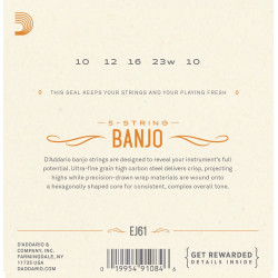 D'Addario EJ61 5-strenget banjo sæt med loop end